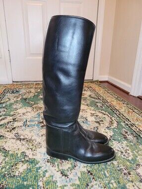 Vintage Windsor Knee High Black Equestrian Dressage Riding Boots, Size 7.5 Women